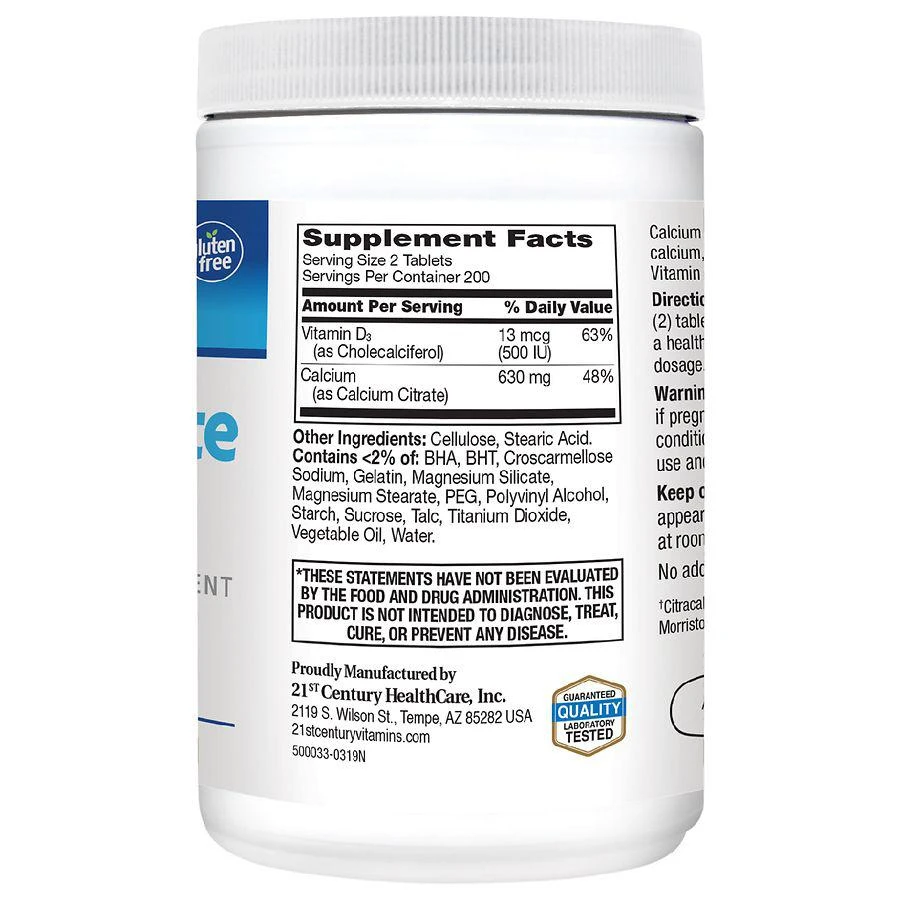 商品21st Century|Calcium Citrate Maximum +D3 Tablets,价格¥56,第3张图片详细描述