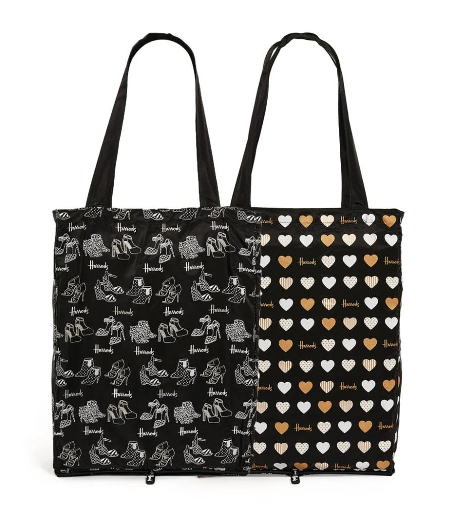 商品Harrods|Glitter Hearts and Shoes Recycled Pocket Shopper Bag (Set of 2),价格¥236,第1张图片