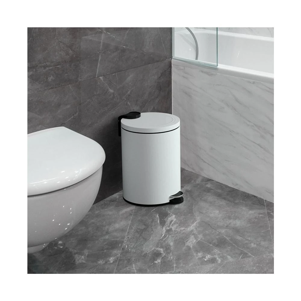 商品Mega Casa|3.2 Gal./12-Liter and 0.8 Gal./3 Liter Stylish Round Metal Step-on Trash Can Set,价格¥419,第3张图片详细描述