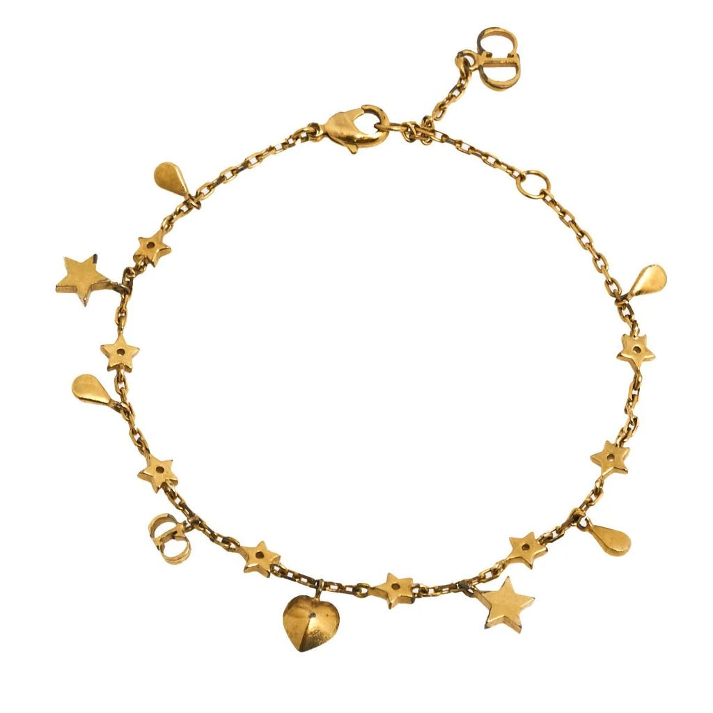 商品[二手商品] Dior|Dior Gold Tone Crystal Heart & Star Charm Bracelet,价格¥2359,第3张图片详细描述