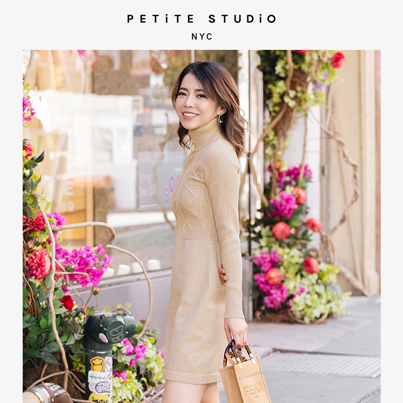 Saffron奶茶色修身肩部镂空高腰针织连衣裙 | Saffron Knit Dress - Latte商品第3张图片规格展示