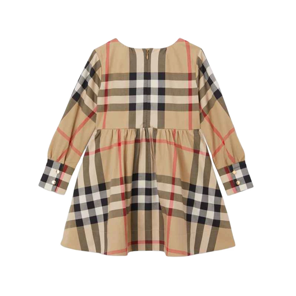 商品[国内直发] Burberry|博柏利 拼色格纹圆领长袖连衣裙 米色 儿童款,价格¥3058,第3张图片详细描述