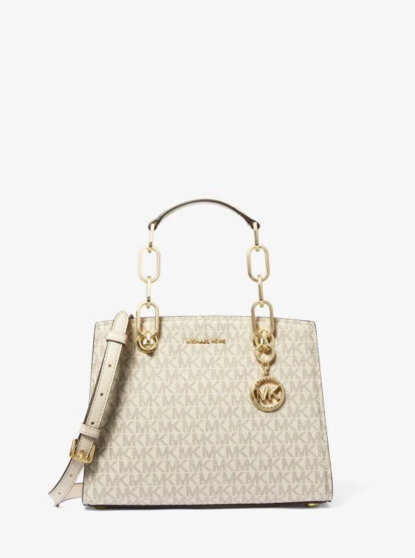 商品Michael Kors|Cynthia Small Signature Logo Satchel,价格¥1511,第1张图片