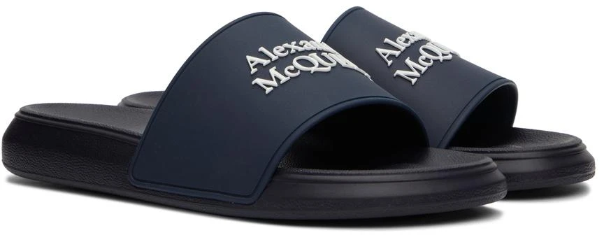 商品Alexander McQueen|Navy Pool Slides,价格¥1599,第4张图片详细描述