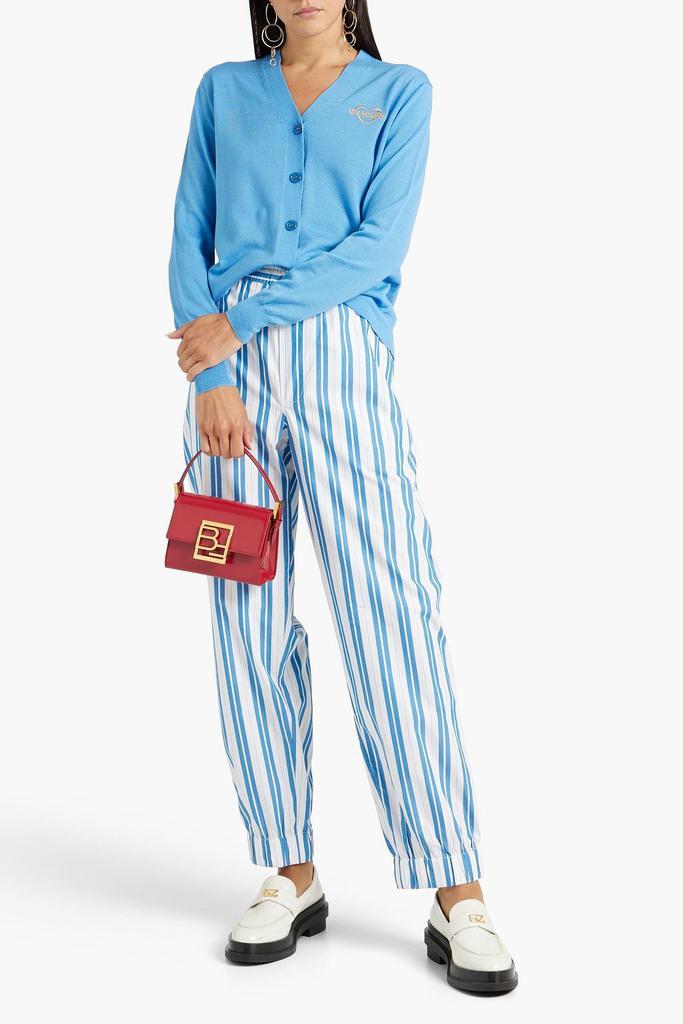 商品Ganni|Striped cotton-poplin tapered pants,价格¥496,第6张图片详细描述