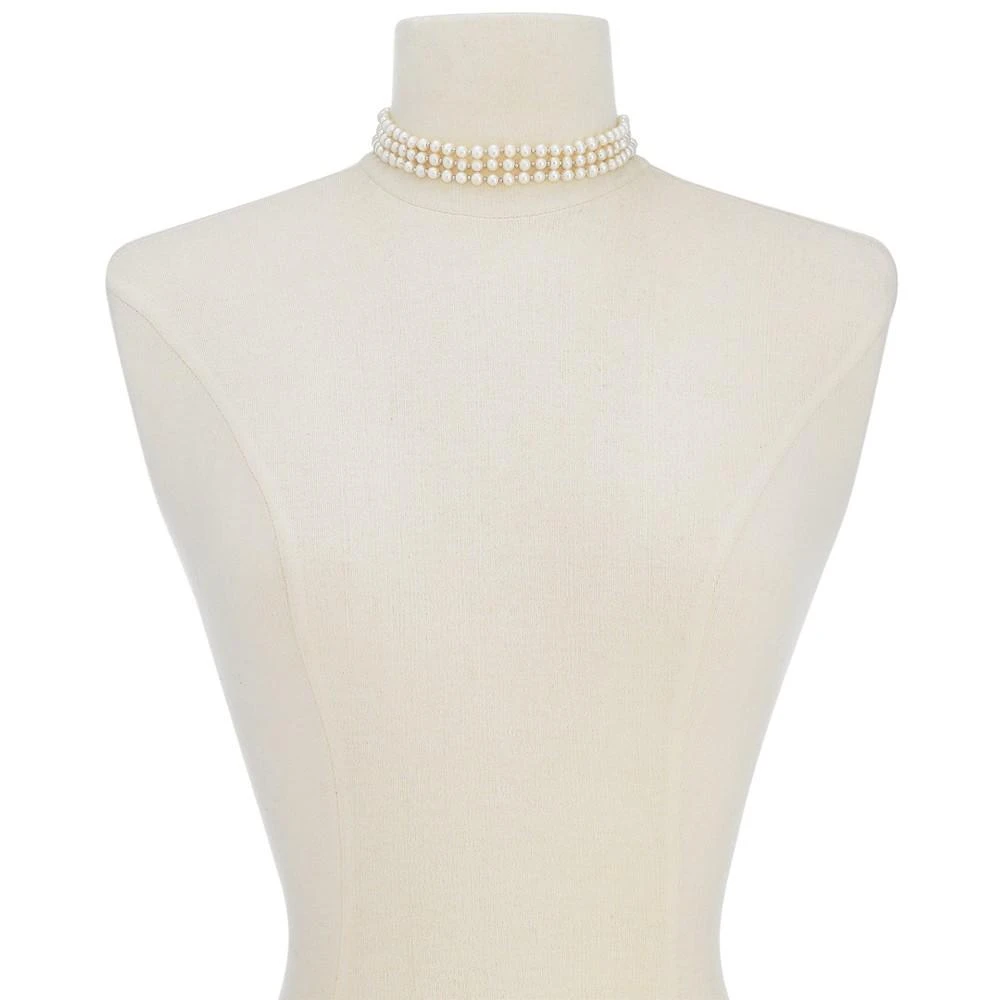 商品Macy's|Cultured Freshwater Pearl (5mm) Three Strand 14" Choker Necklace in Sterling Silver,价格¥2700,第2张图片详细描述