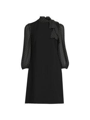 商品Calvin Klein|Tie-Neck A-Line Dress,价格¥376,第5张图片详细描述