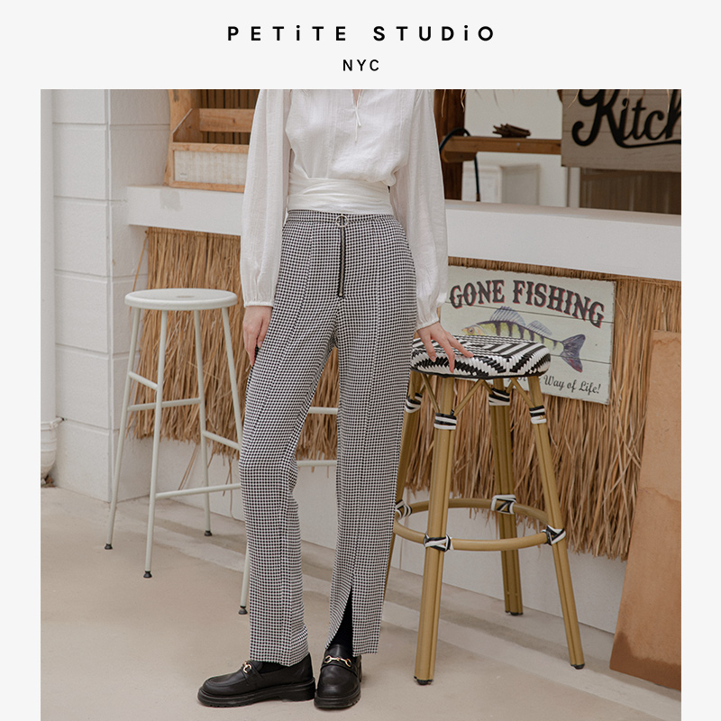 Addison千鸟格摩登时髦前开衩高腰裤 | Addison Pants -  Houndstooth商品第3张图片规格展示