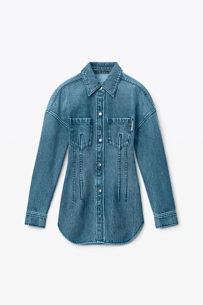 商品Alexander Wang|CINCH WAIST DROP SHOULDER SHIRT IN DENIM,价格¥1861,第3张图片详细描述