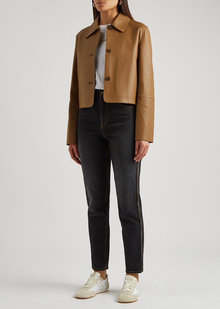 商品Loewe|Brown cropped leather jacket,价格¥17509,第6张图片详细描述