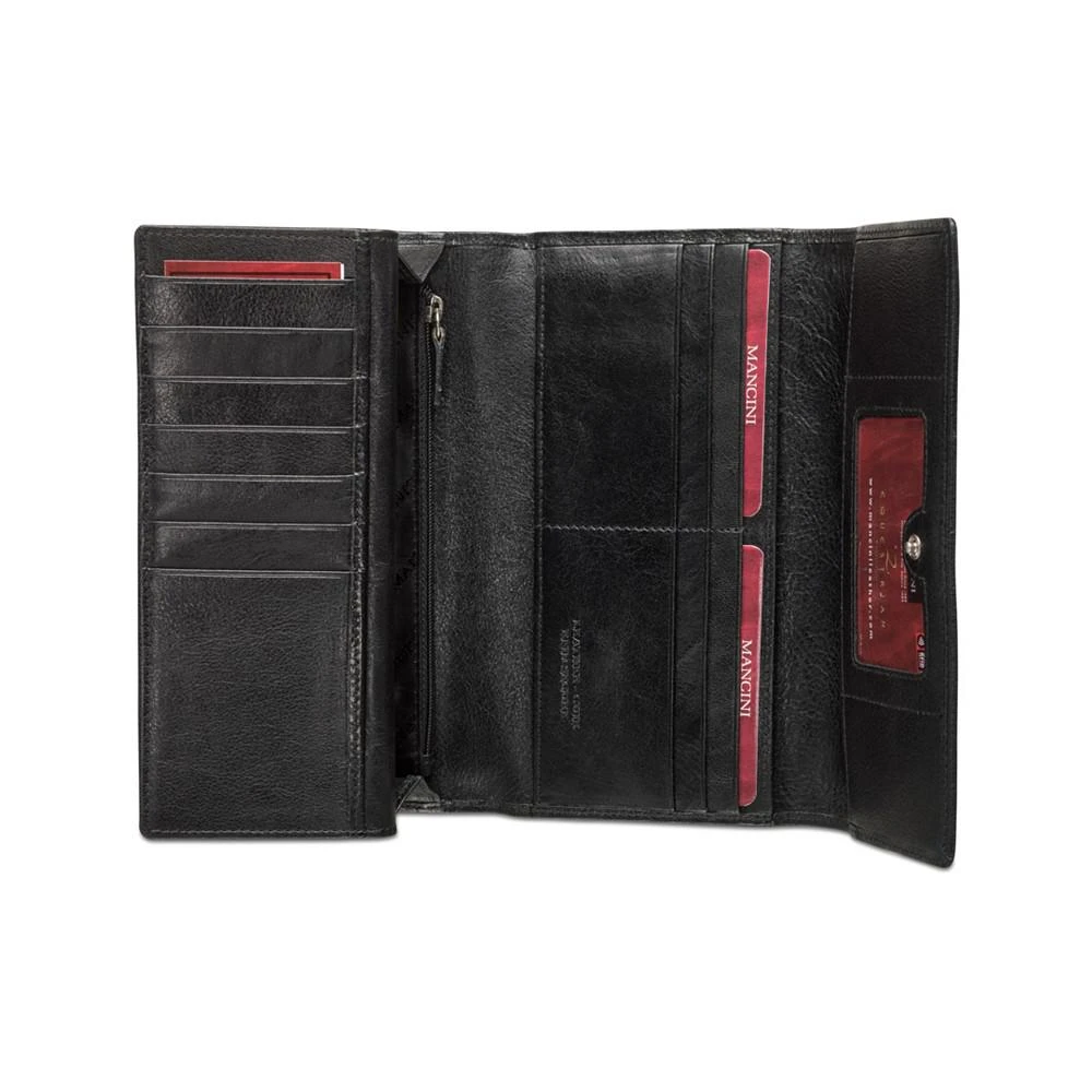 商品Mancini Leather Goods|Equestrian-2 Collection RFID Secure Trifold Checkbook Wallet,价格¥844,第2张图片详细描述