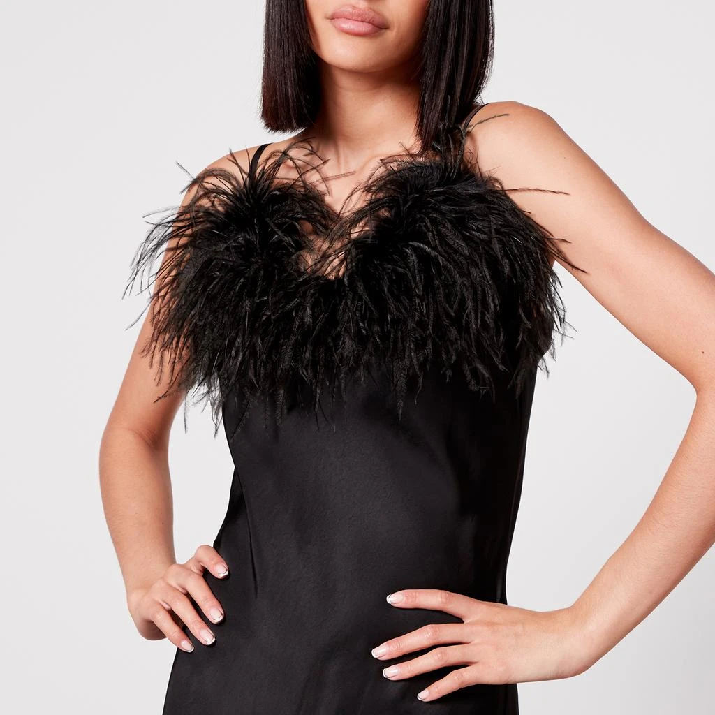 商品Sleeper|Boheme Feather-Trimmed Satin Mini Dress,价格¥1146,第4张图片详细描述