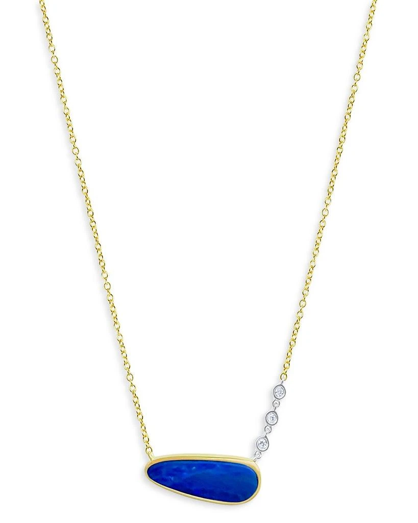 商品Meira T|14K Yellow Gold Oval Opal & Diamond Necklace, 18" + 2" extender,价格¥7053,第1张图片详细描述