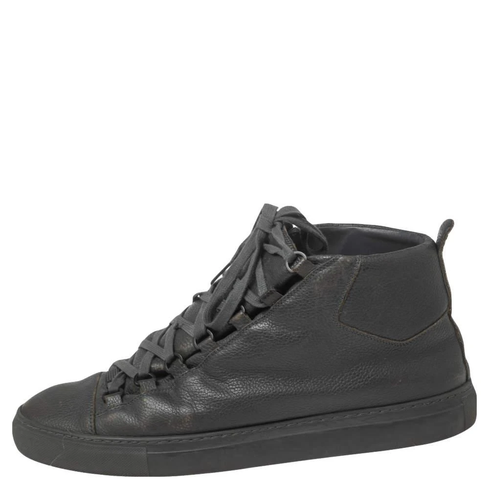 商品[二手商品] Balenciaga|Balenciaga Grey Leather Arena High Top Sneakers Size 43  ,价格¥940,第2张图片详细描述