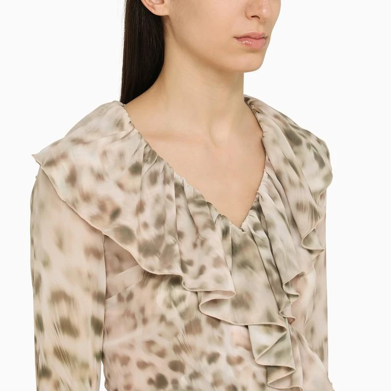 商品ROTATE Birger Christensen|Leopard print chiffon shirt with ruffles,价格¥1019,第4张图片详细描述