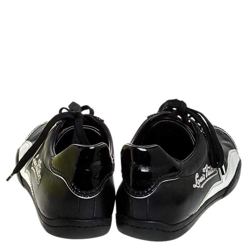 商品[二手商品] Louis Vuitton|Louis Vuitton Black/Silver Patent Leather And Leather Low Top Lace Up Sneakers Size 41,价格¥3327,第5张图片详细描述