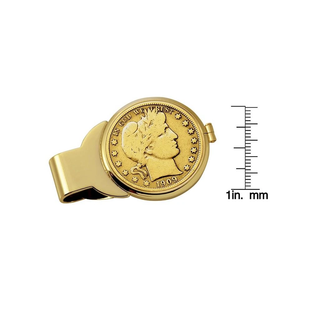 商品American Coin Treasures|Men's Gold-Layered Silver Barber Half Dollar Coin Money Clip,价格¥658,第3张图片详细描述