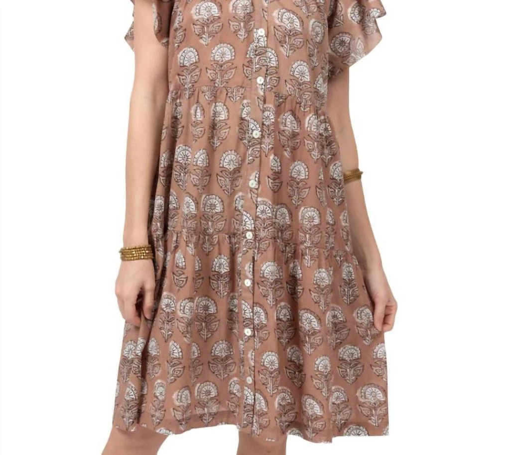 商品Uncle Frank|Block Floral Dress In Cocoa,价格¥660,第1张图片