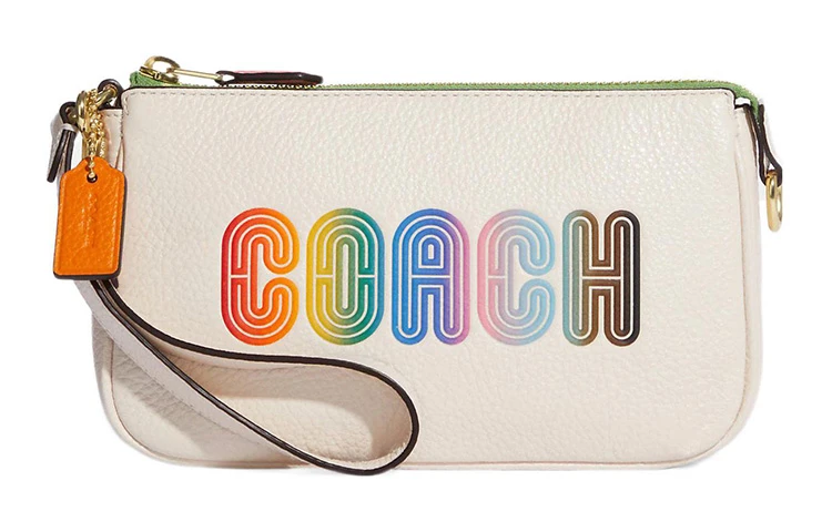 商品[国内直发] Coach|蔻驰 Nolita 19 彩虹印花Logo 皮革 麻将包腋下包手提包手拿包 小号 女款 白色,价格¥639,第1张图片