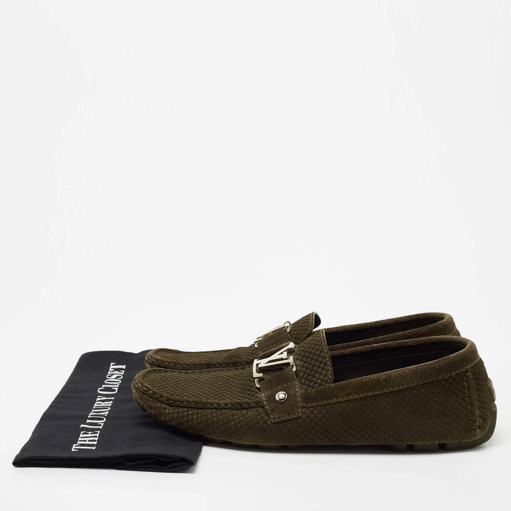 Louis Vuitton Olive Green Textured Suede Monte Carlo Loafers Size 43 商品