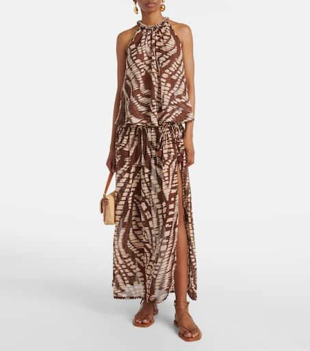 商品Poupette St Barth|Carla半透视印花棉质中长半身裙,价格¥2405,第2张图片详细描述