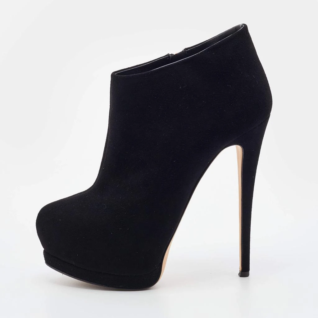 商品[二手商品] Giuseppe Zanotti|Giuseppe Zanotti Black Suede Platform Booties Size 37.5,价格¥1000,第1张图片