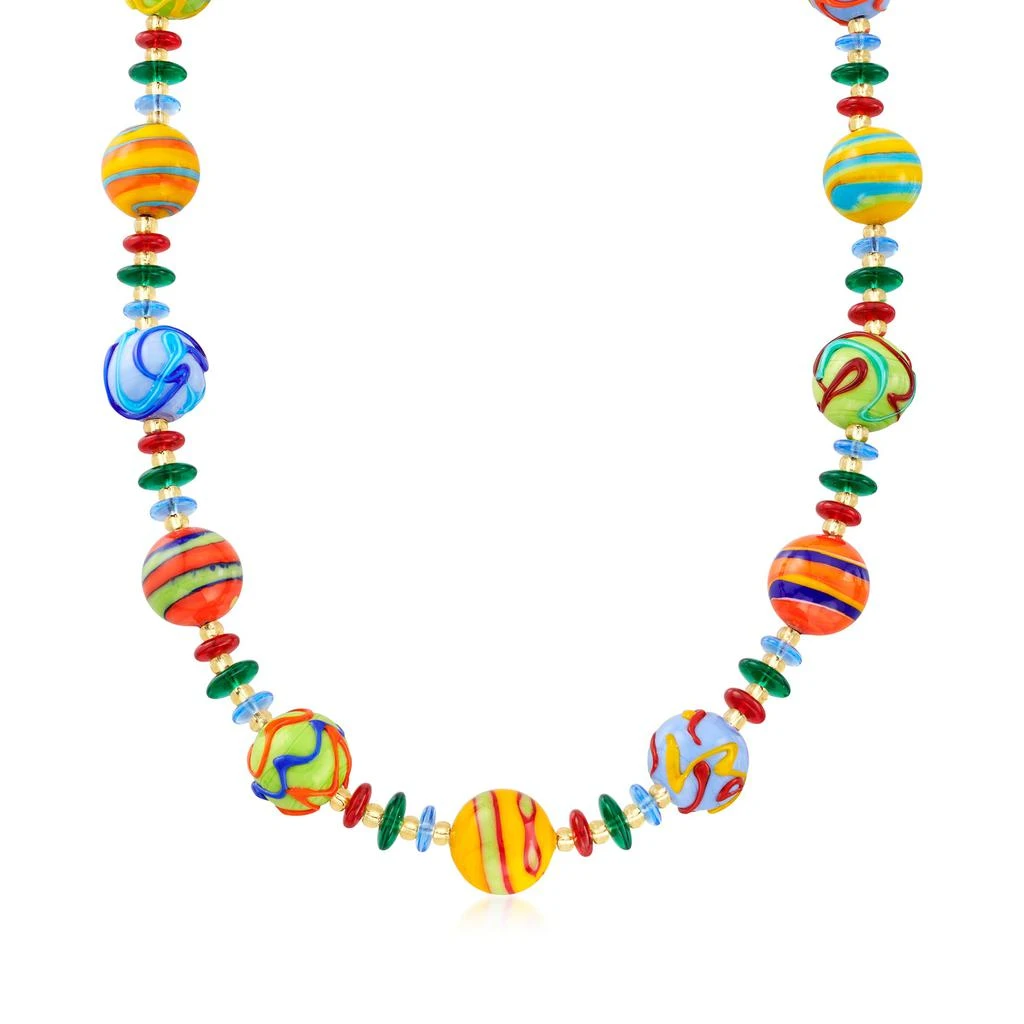 商品Ross-Simons|Italian Multicolored Murano Glass Bead Necklace in 18kt Gold Over Sterling,价格¥1184,第1张图片