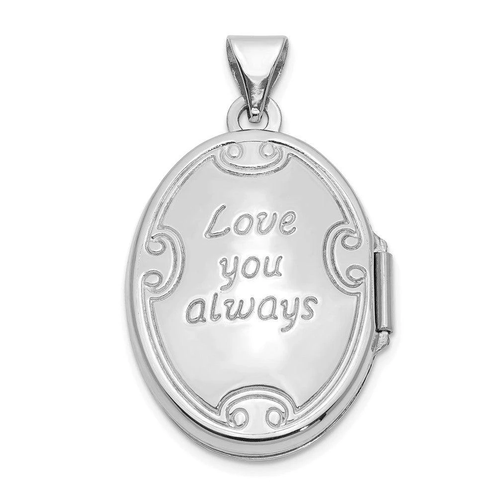 商品Diamond2Deal|10k White Gold Polished Reversible Love You Always Oval Locket Pendant,价格¥2312,第2张图片详细描述