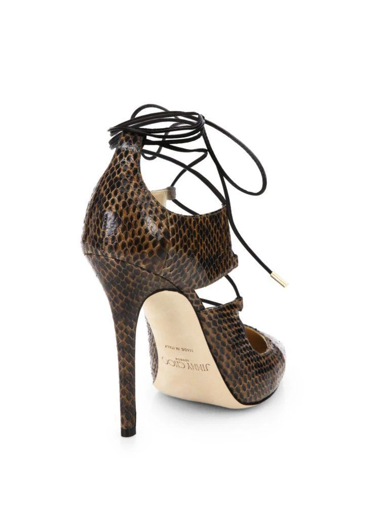 商品Jimmy Choo|Hoops Snakeskin Leather Lace-Up Pumps,价格¥4020,第2张图片详细描述