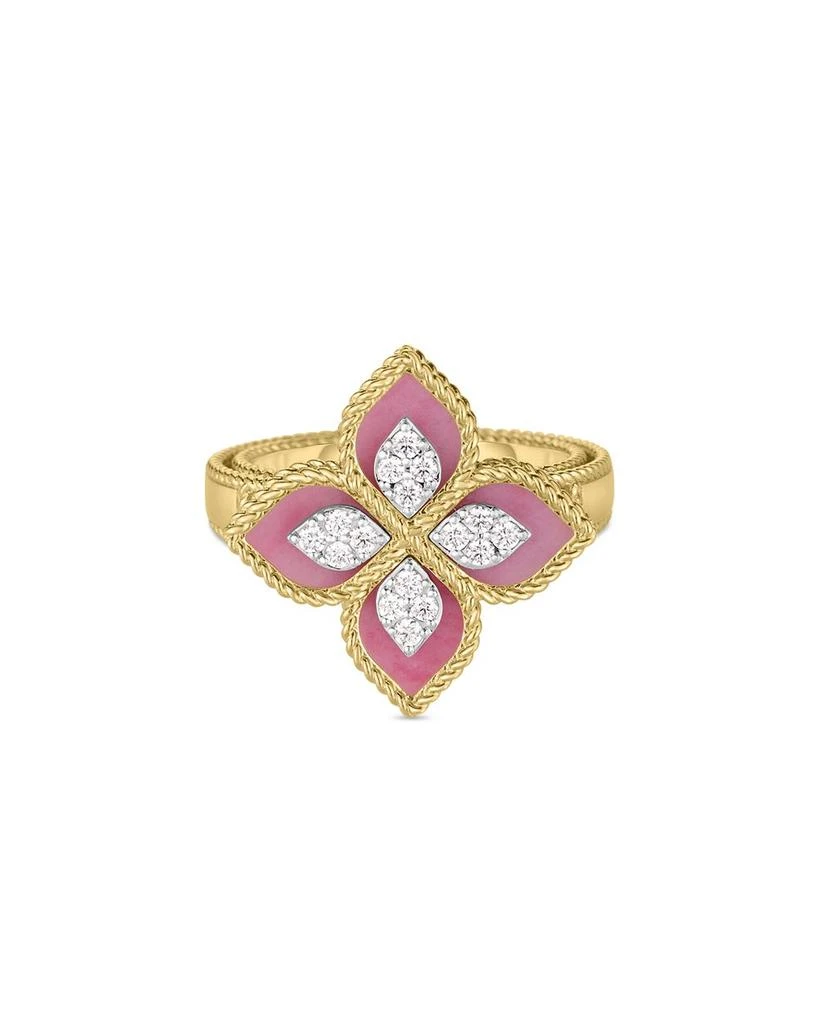 商品Roberto Coin|18K White & Yellow Gold Venetian Princess Rhodonite & Diamond Flower Ring,价格¥36368,第1张图片