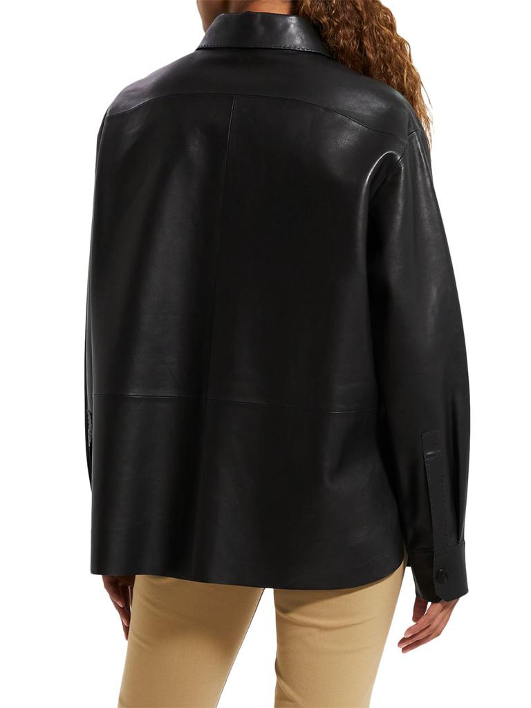 Flap Pocket Leather Jacket商品第2张图片规格展示