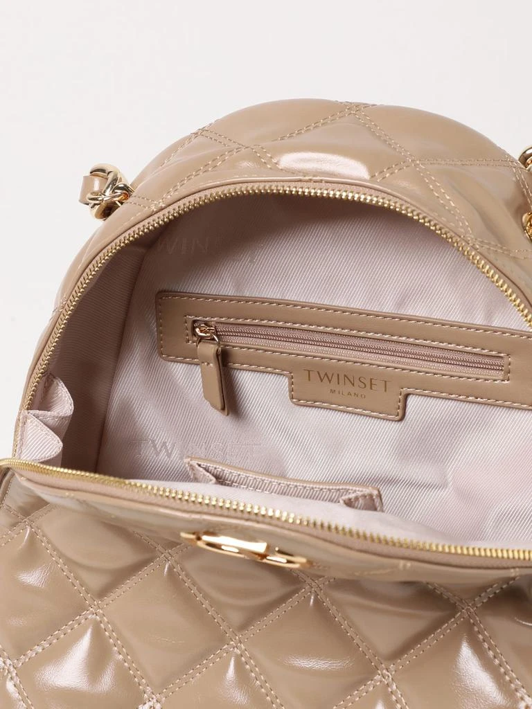商品TWINSET|Twinset backpack in quilted synthetic leather with logo,价格¥2262,第4张图片详细描述