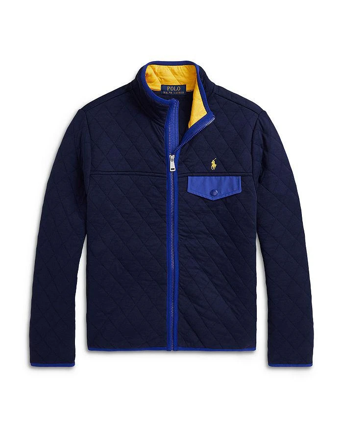 商品Ralph Lauren|Boys' Color Blocked Quilted Double Knit Jacket - Little Kid,价格¥653,第1张图片