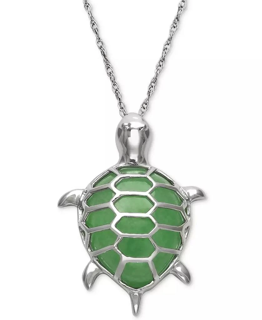 商品Macy's|Dyed Jade  Turtle Pendant Necklace in Sterling Silver,价格¥540,第1张图片