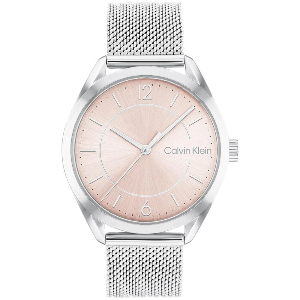 商品Calvin Klein|Women's Silver-Tone Stainless Steel Mesh Bracelet Watch 36mm,价格¥1051,第1张图片