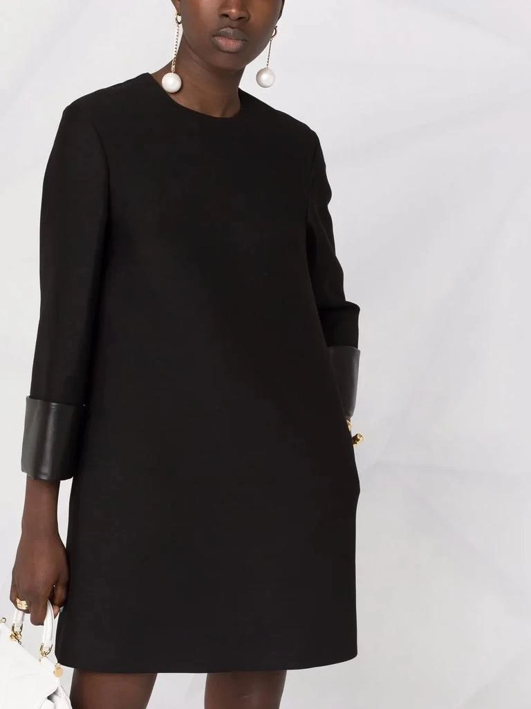 商品Valentino|Valentino Leather-Trim Virgin Wool-Blend Dress,价格¥8566,第5张图片详细描述