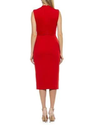 商品ALEXIA ADMOR|Fara High-Neck Tie-Waist Sheath Dress,价格¥491,第2张图片详细描述