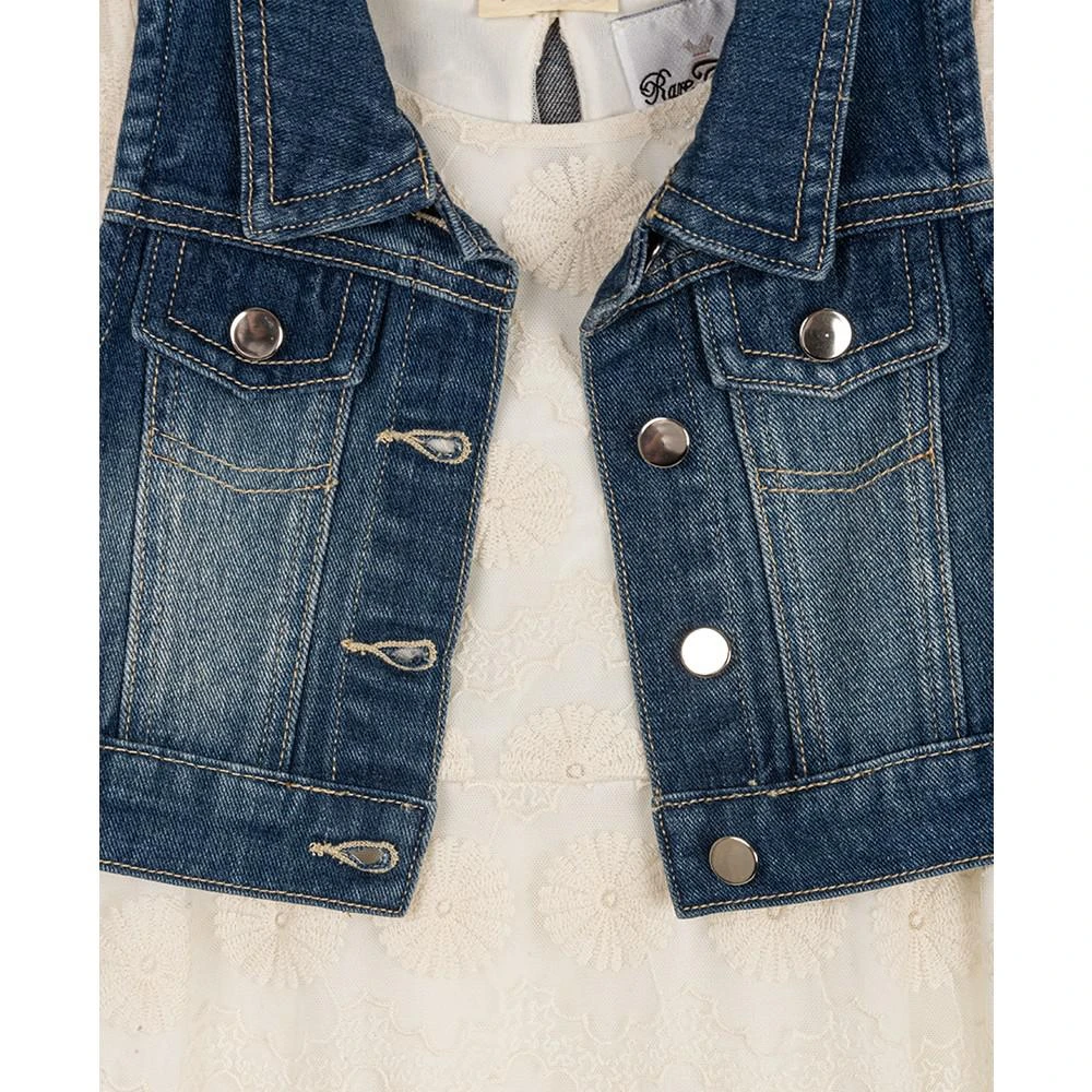 商品Rare Editions|Big Girls Bell Sleeve Dress & Denim Vest Set,价格¥254,第3张图片详细描述