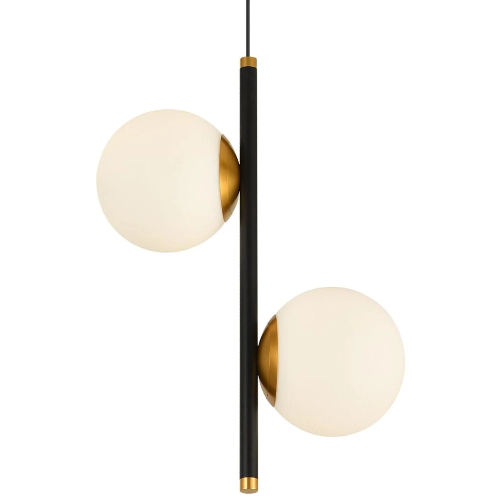 商品VONN Lighting|Capri VCP2202BL 11" 2-Light Integrated LED Height Adjustable Black Pendant Lighting with Glass Shades,价格¥1660,第1张图片