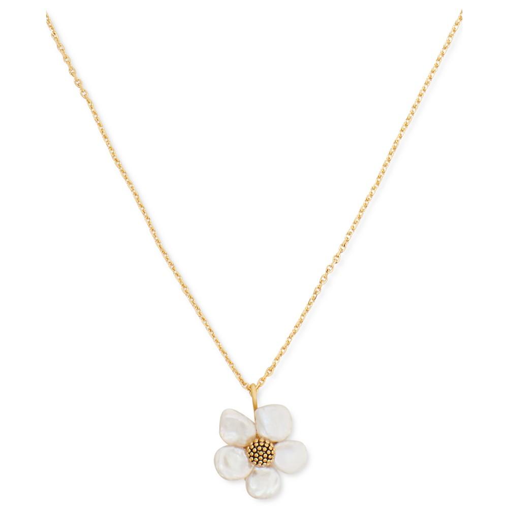 Gold-Tone Freshwater Pearl (8-9mm) Flower Pendant Necklace, 16" + 3" extender商品第1张图片规格展示