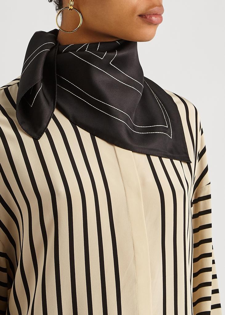 商品Totême|Black logo-embroidered silk scarf,价格¥2008,第4张图片详细描述