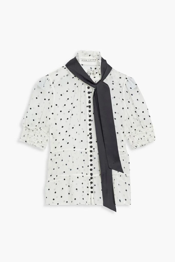 商品Alice + Olivia|Vicky smocked fil coupé silk-blend blouse,价格¥528,第3张图片详细描述