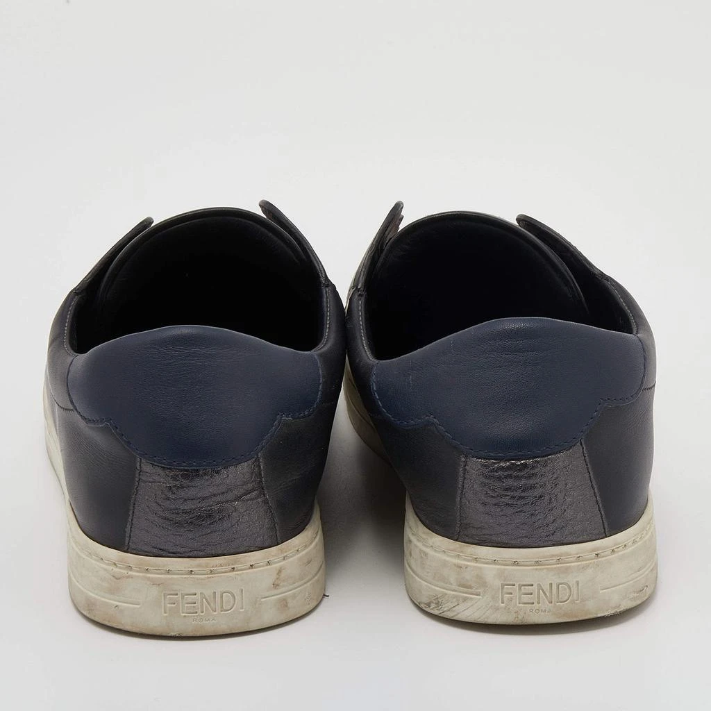 商品[二手商品] Fendi|Fendi Black Leather And Logo Knit Fabric Scallop Detail Slip On Sneakers Size 40,价格¥1274,第5张图片详细描述