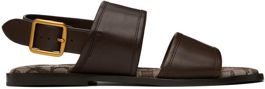 商品Coach|Brown Two Strap Sandals,价格¥1439,第1张图片