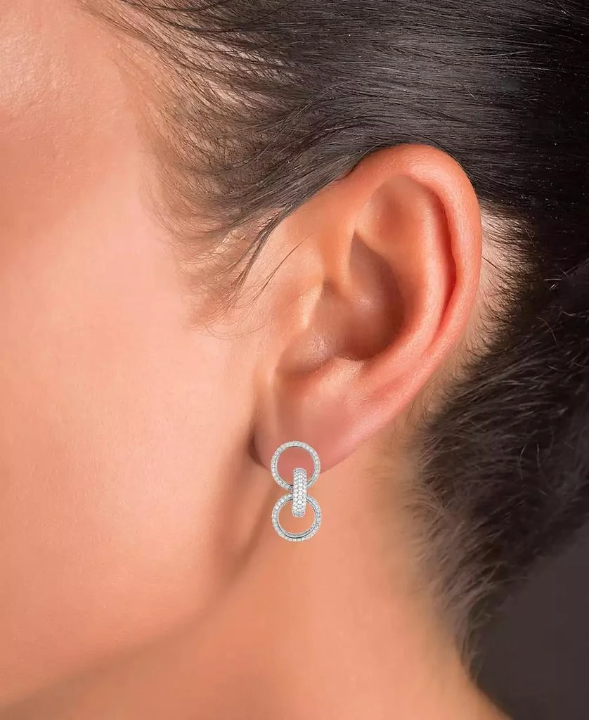 商品Macy's|Cubic Zirconia Triple Hoop Stud Earrings in Sterling Silver or 14k Gold over Sterling Silver,价格¥290,第2张图片详细描述