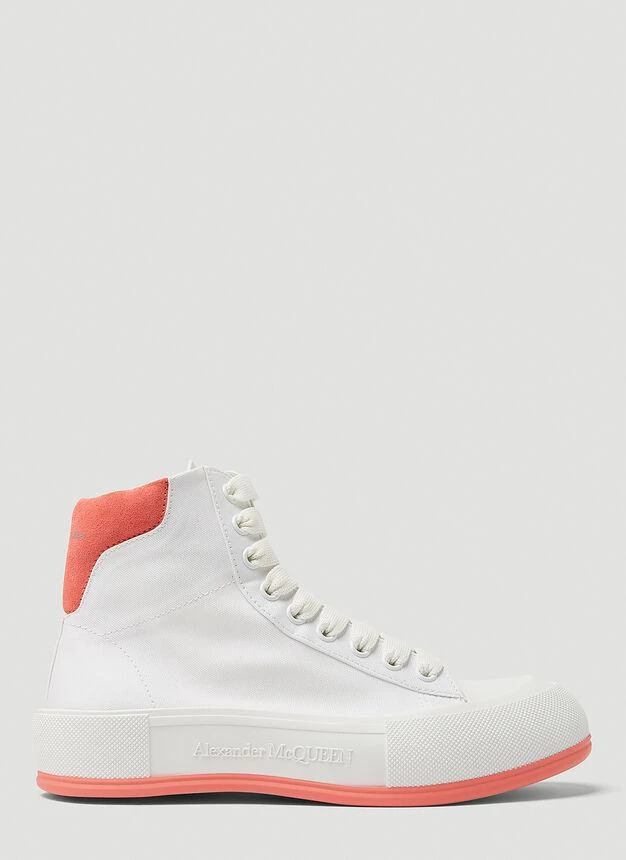 商品Alexander McQueen|Deck Plimsoll High-Top Sneakers in White,价格¥1530,第1张图片