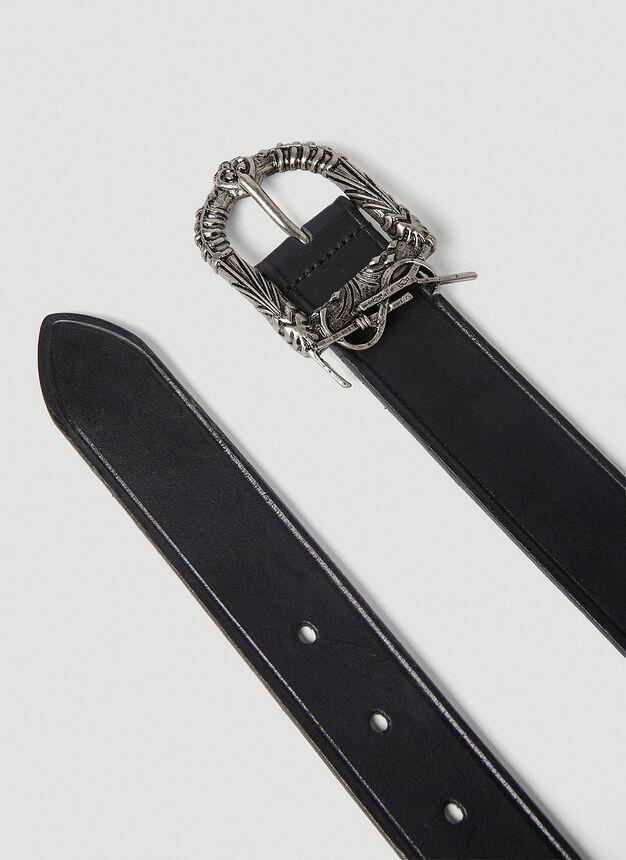 商品Yves Saint Laurent|Celtic Monogram Buckle Belt in Black,价格¥3110,第5张图片详细描述