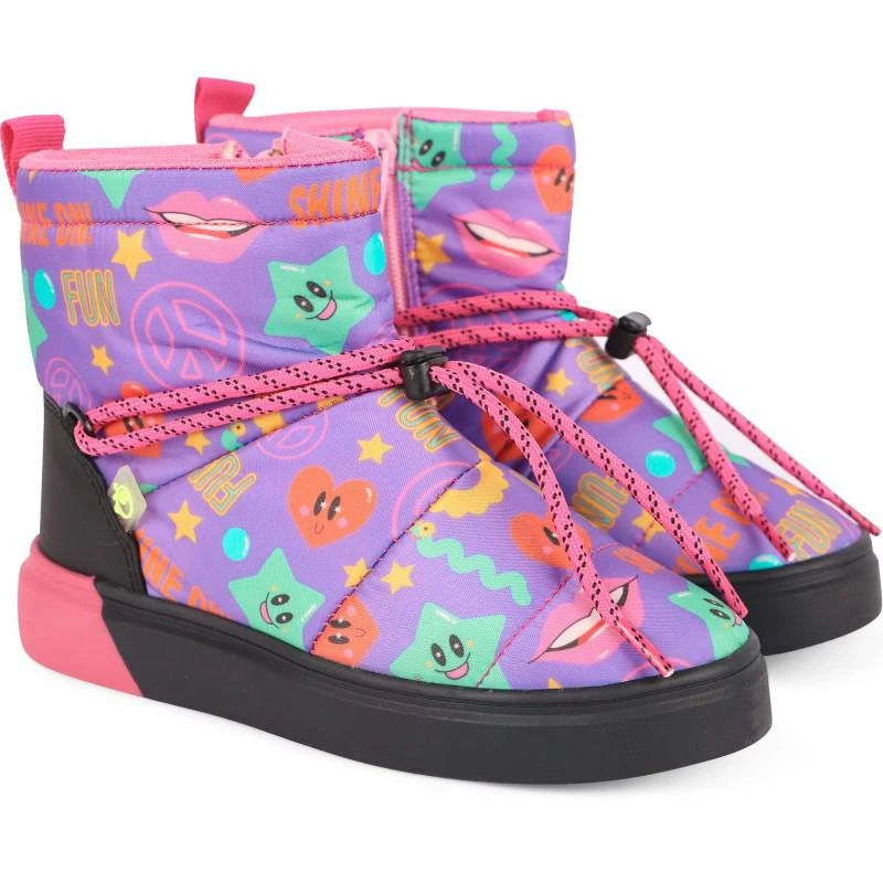 商品Dudino Kids Footwear|Fun aop boots in pink and purple,价格¥638,第1张图片