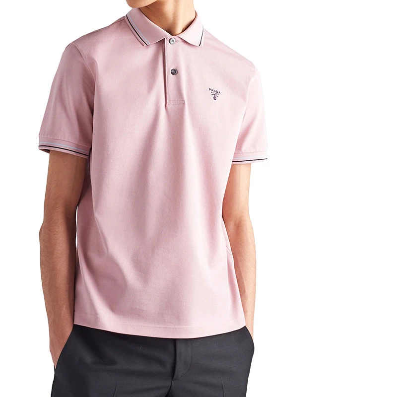 商品Prada|【预售3-7天】普拉达 男士雪粉色纯棉短袖Polo衫UJN765_1ZMI_F0AL2_S_212,价格¥5383,第5张图片详细描述