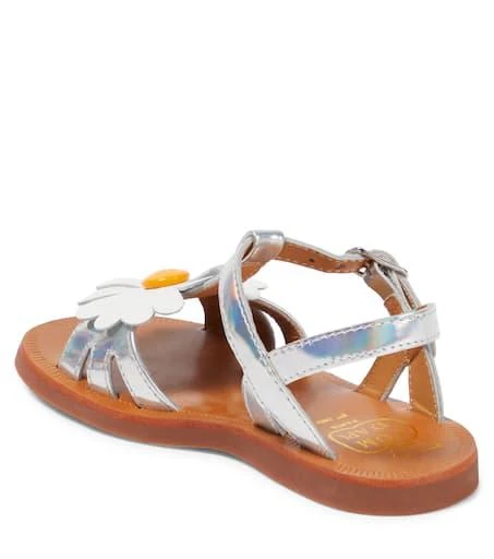 商品Pom d'Api|Plagette Big Flo metallic leather sandals,价格¥681,第3张图片详细描述